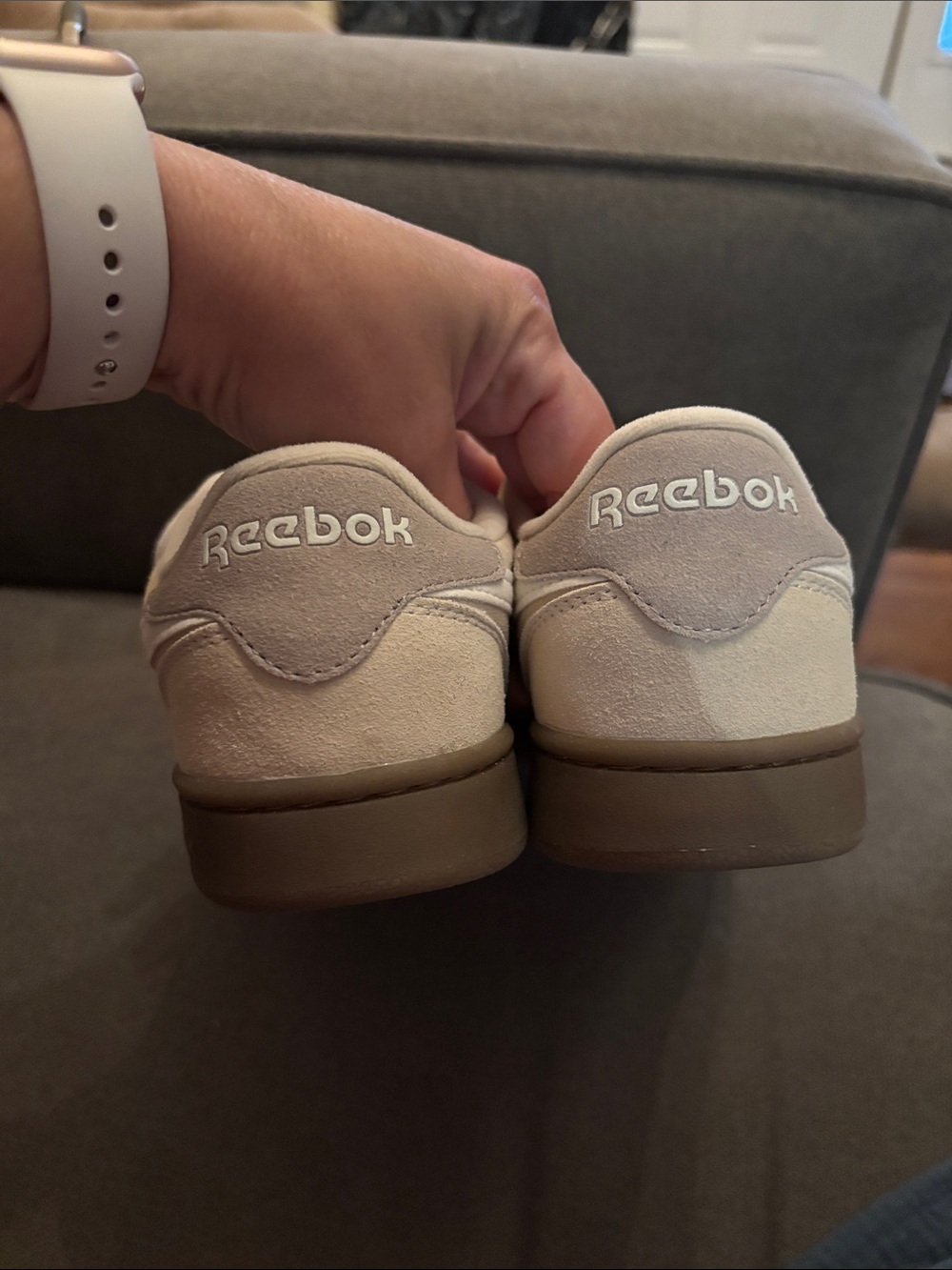 Reebok Women's Cream Suede Low-Top Sneakers with White Accents - Picture 4 of 8